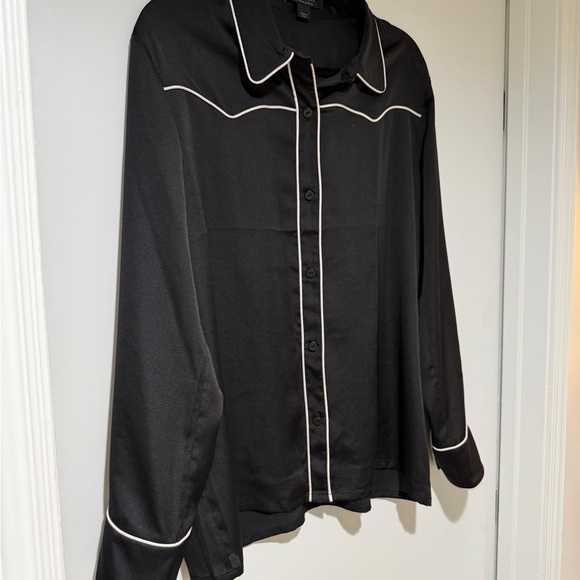 All Saints Tops - All Saints Cece Black Button Down Shirt wWestern detail Women's - Size 10 US
